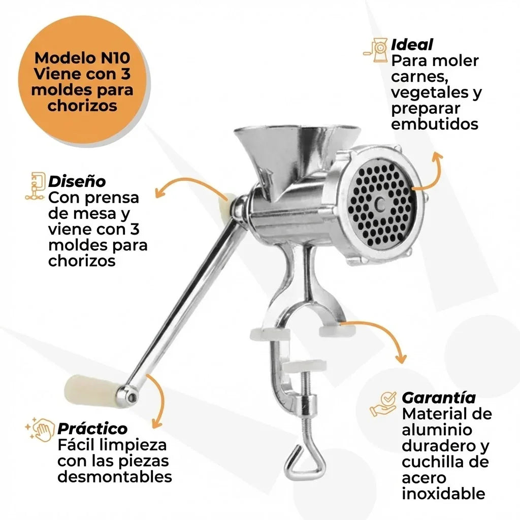 Molino De Carne Manual Prensa Aluminio